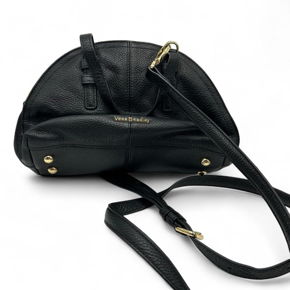 Whimsigoth Vera Bradley Black Leather Floral Crossbody Bag - Picture 4 of 7